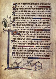 Musician and monkeys; dog chasing a stag, 1284-c1316.  Creator: Unknown.