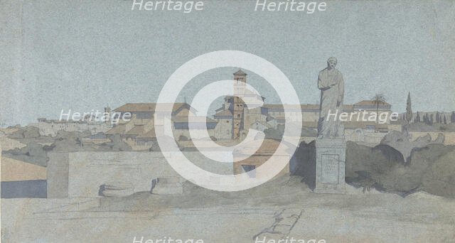 SS. Giovanni e Paolo, seen from the Villa Mattei, Rome, . Creator: Jean Achille Benouville.