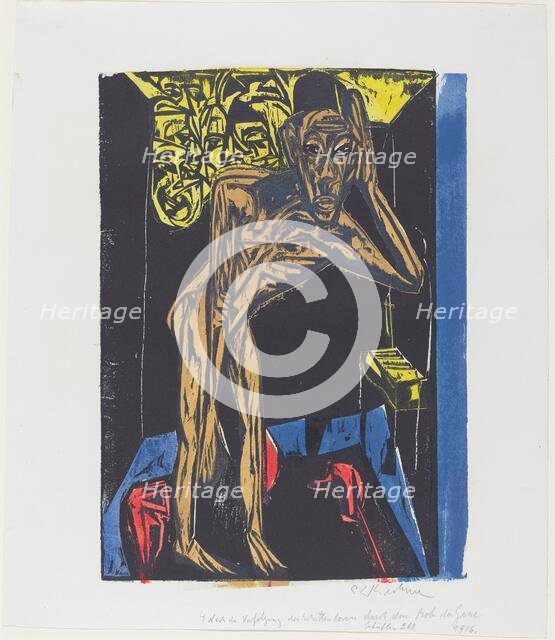 Peter Schlemihls wundersame Geschichte: Schlemihl in der Einsamkeit des Zimmers..., 1915. Creator: Ernst Kirchner.