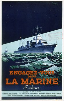 French Navy recruitment poster, c1930-1945. Artist: Roger Levasseur