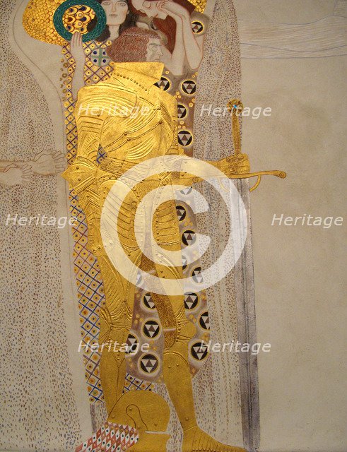 The Beethoven Frieze, Detail: Knight in Shining Armor. Artist: Klimt, Gustav (1862-1918)