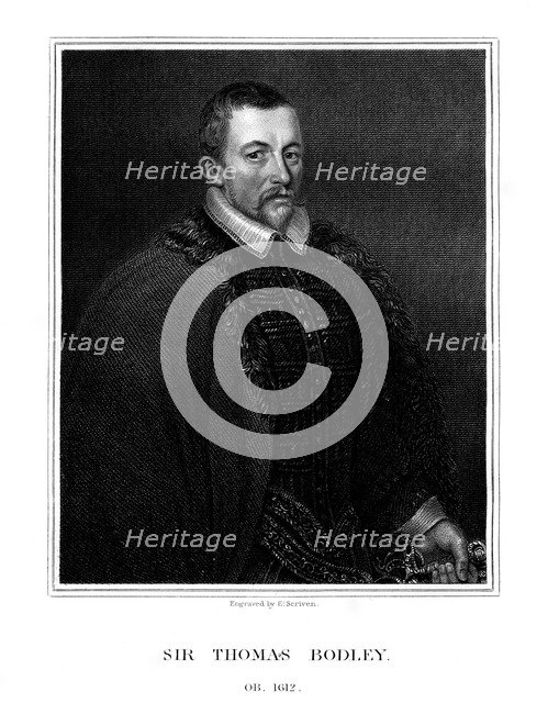 Sir Thomas Bodley, English founder of the Bodleian Library, (1823). Artist: E Scriven
