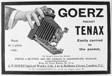 Advert for the Goerz Pocket Tenax camera, 1909. Artist: Unknown