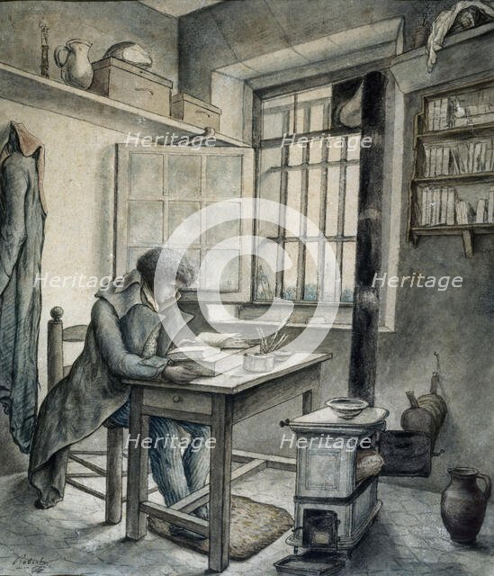 André Chénier at the Prison Saint-Lazare , ca 1794. Creator: Robert, Hubert (1733-1808).