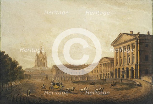 View of the Smolny Institute for Noble Maidens in Saint Petersburg, Mid 1820s. Artist: Beggrov, Karl Petrovich (1799-1875)