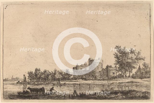 Two Cows on a Ferry. Creator: Anthonie Waterloo.