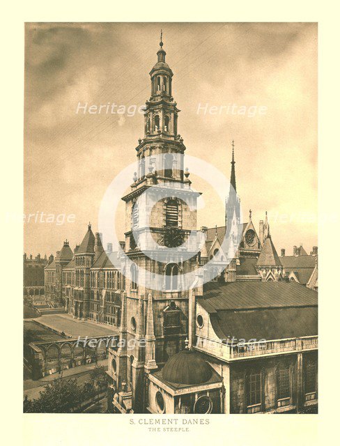'St Clement Danes, The Steeple', mid-late 19th century.  Creator: Unknown.