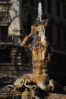 Triton Fountain, Piazza Barberini, Rome, Italy, 2009.  Creator: LTL.