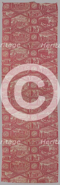 'Scenes of Rome' Furnishing Fabric, France, c. 1815. Creator: Unknown.