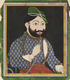 Bearded man wearing a green turban, 19th century. Artist: Unknown.