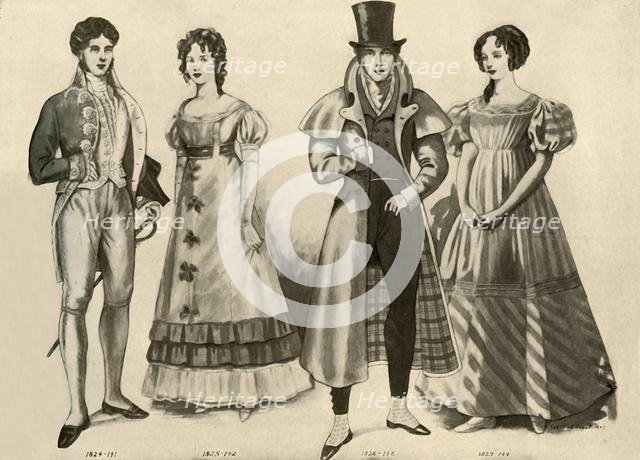 'Clothing from 1824-1835', 1907, (1937). Creator: Cecil W Trout.