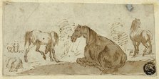 Studies of Horses in a Landscape, c. 1642. Creator: Unknown.
