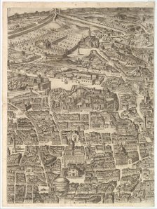 Plan of the City of Rome. Part 3 with the Santa Maria Maggiore, the Pantheon and Trajan's ..., 1645. Creator: Antonio Tempesta.