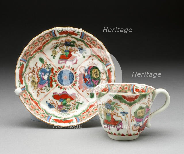 Teacup and Saucer, Worcester, c. 1770. Creator: Royal Worcester.
