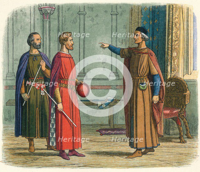 'Edward threatens the Lord Marshal', 1297 (1864). Artist: James William Edmund Doyle.