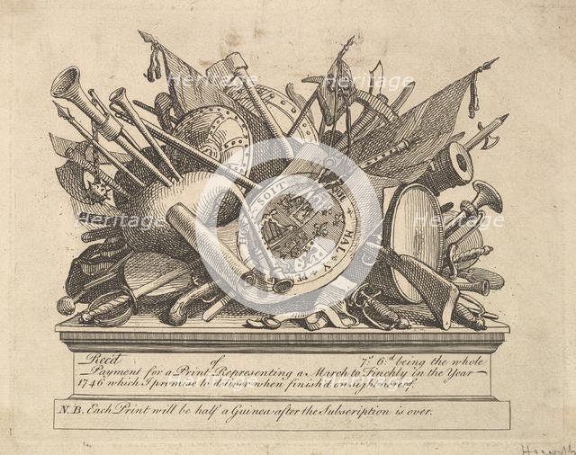 A Stand of Arms, Musical Instruments, etc., March 1749-50. Creator: William Hogarth.