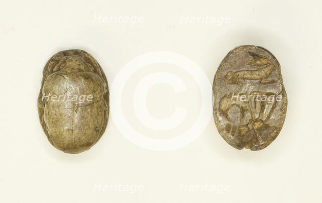 Scarab: Rabbit with Hathor Sistrum, Egypt, New Kingdom-Late Period, Dynasties 18-26 (abt 1550-525 BC Creator: Unknown.