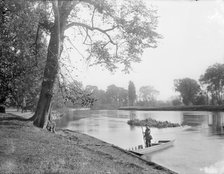 The River Thames at Eton College from a 6th form bench, Eton, Windsor and Maidenhead, 1880.  Creator: Henry Taunt.