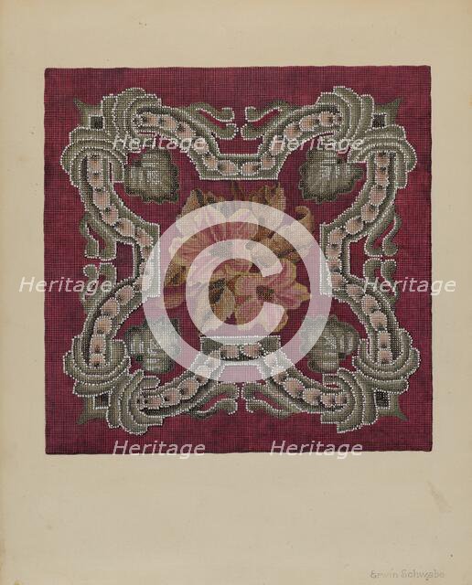 Needlepoint and Beadwork Square, c. 1937. Creator: Erwin Schwabe.
