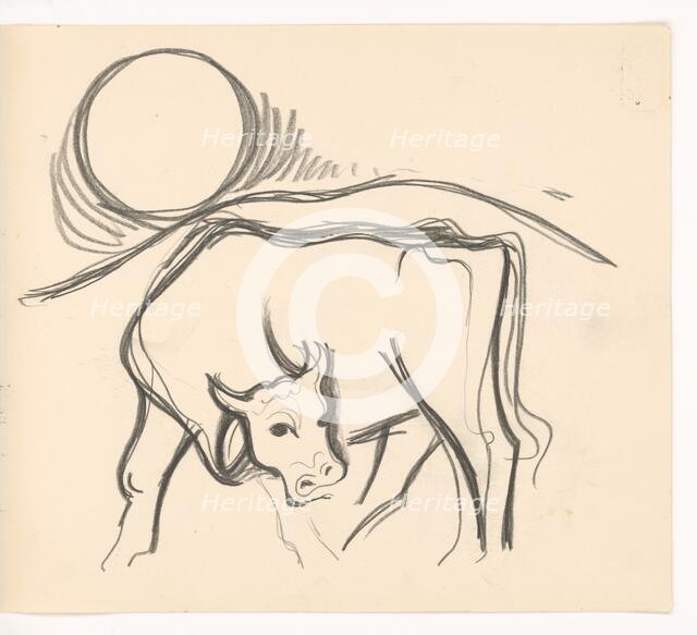 Cow in the countryside, 1937. Creator: Mikulas Galanda.