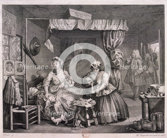 'The Compleat trull at her lodging in Drury Lane', plate III of The Harlot's Progress, 1732. Artist: William Hogarth