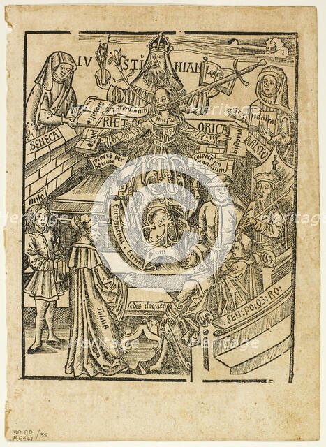 Illustration from Margarita philosophica, plate 35 from Woodcuts...1517, assembled... 1937. Creators: Unknown, Max Geisberg.