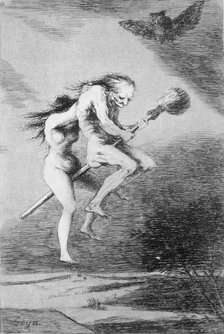 Los Caprichos, series of etchings by Francisco de Goya (1746-1828), plate 68: 'Linda maestra' (Pr…