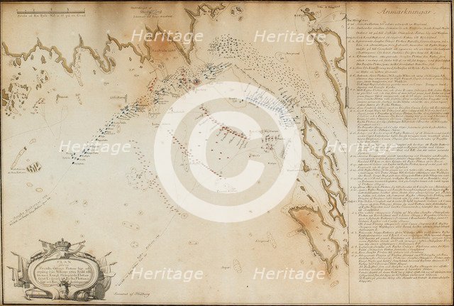 The Battle of Viborg Bay, 1790 (Map), 1790. Artist: Gillberg, Jacob (1724-1793)