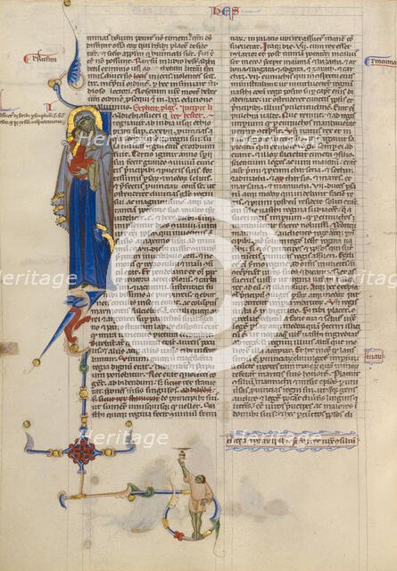 Initial I: Virgin and Child; Abbey Bible, about 1250-1262. Creator: Unknown.