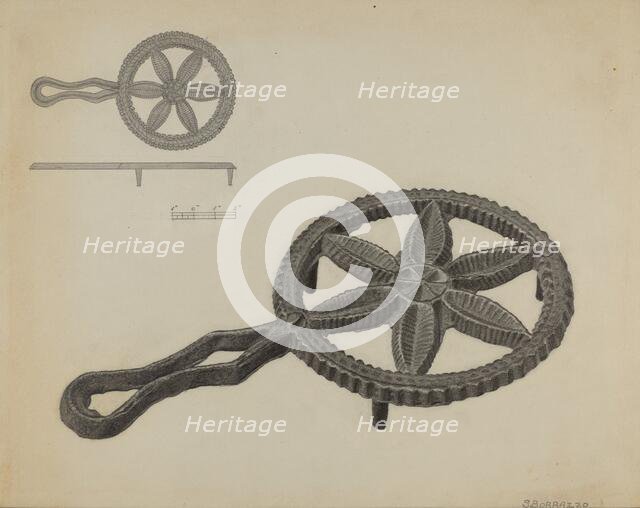 Pa. German Flatiron Holder, c. 1938. Creator: Salvatore Borrazzo.