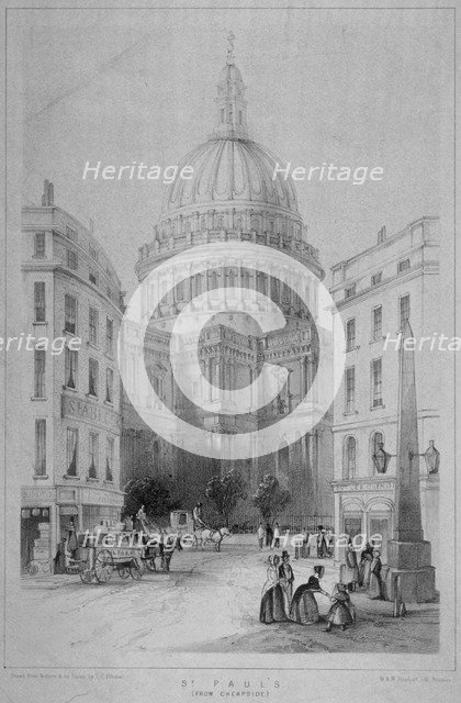 North-east view of St Paul's Cathedral, City of London, 1854. Artist: Sir Christopher Wren