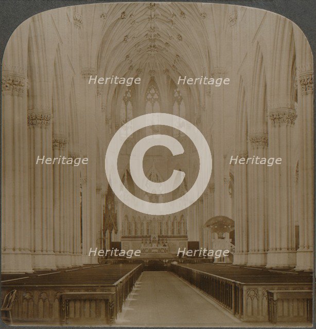 'Interior finest Gothic structure in U.S. - St. Patrick's Cathedral, New York', c1900. Artist: Unknown.