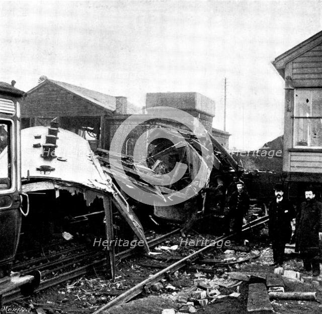 The Railway Disaster at Chelford, near Crewe: some of the wrecked carriages, 1895. Creator: B. R. Leech.