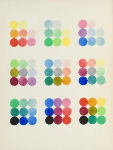 Coloured Plate representing sections at right angles with the primary axes of the cube, 1868.   Creator: William Benson.