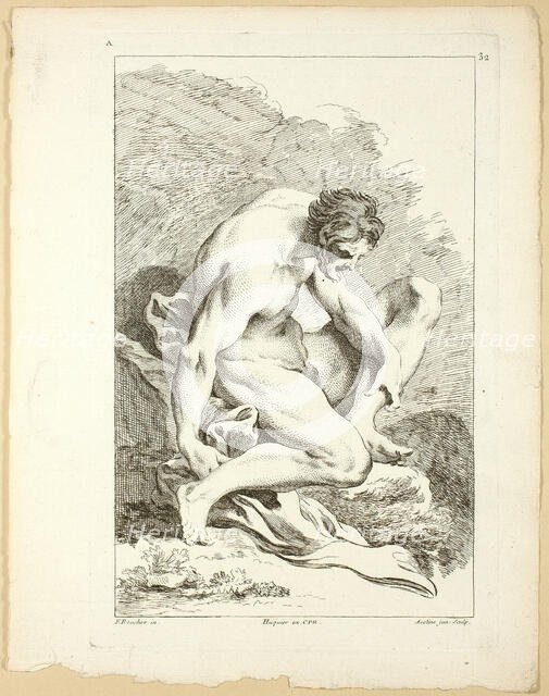 Figure, from Premier livre de figures d’Academies gravées en Partie par les Prof..., published 1737. Creator: Pierre Alexandre Aveline.