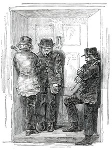There are three men waiting outside, and I'm afraid to go out, 1850. Creator: Unknown.