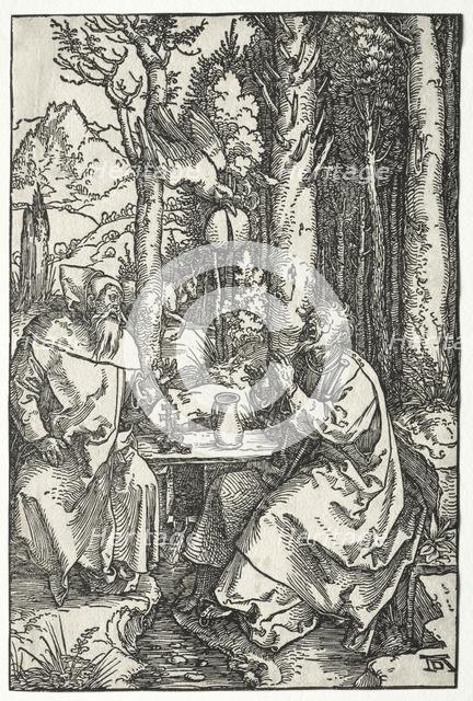 The Visit of St. Anthony to St. Paul the Hermit, c. 1504. Creator: Albrecht Dürer (German, 1471-1528).