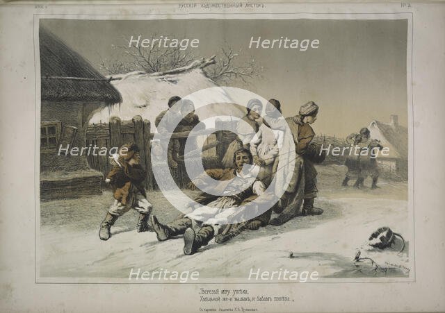 Drunk man - fun for children and women, 1861. Creator: Timm, Wassili (George Wilhelm) (1820-1895).