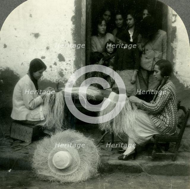 'Panama Hats are Woven in the Cool of the Morning and Evening. Tabacunda, Ecuador', c1930s. Creator: Unknown.