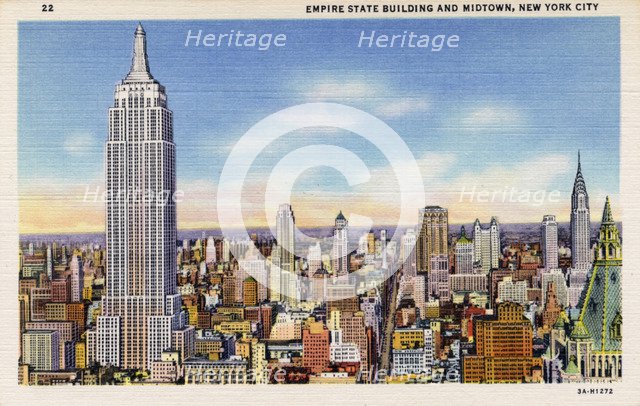 Empire State Building and Midtown New York City, New York, USA, 1933. Artist: Unknown