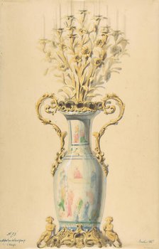 Design for a Chinese-Style Porcelain Candelabra, 19th century. Creator: Anon.