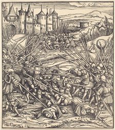 Battle of the Foot Soldiers with Lances. Creator: Hans Burgkmair, the Elder.