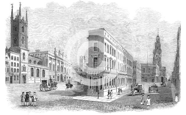 The Royal Exchange and Bank buildings, in 1780, 1844. Creator: Unknown.