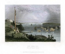 New York Bay as seen from the Telegraph Station, USA, 1838.Artist: R Wallis