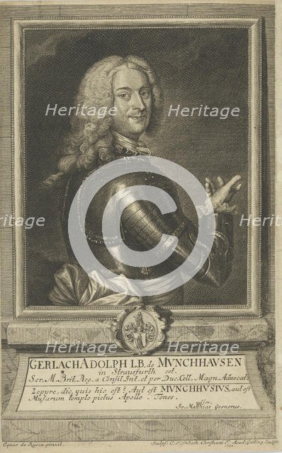 Portrait of Gerlach Adolph von Münchhausen (1688-1770) , 1738. Creator: Fritzsch, Christian Friedrich (ca. 1719-before 1774).