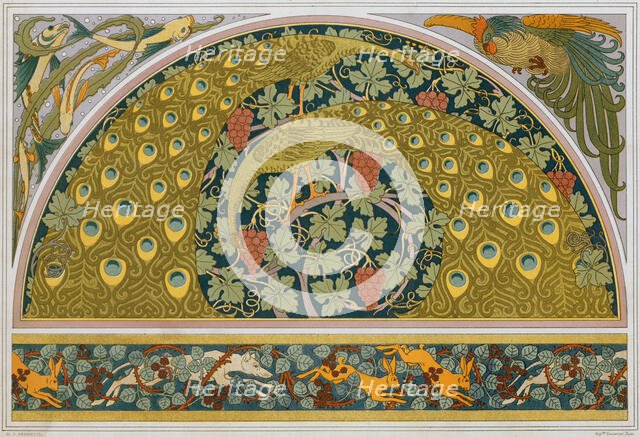 Fish and algae. Faucet. Peacocks and wine. Rabbits, dogs and blackberry bushes, 1897. Creator: Verneuil, Maurice Pillard (1869-1942).