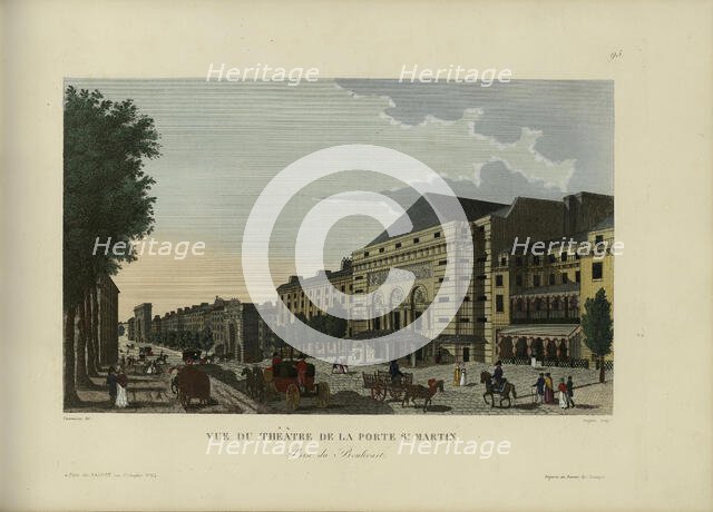 Vue du Théâtre de la Porte Saint-Martin, prise du boulevard, 1817-1824. Creator: Courvoisier-Voisin, Henri (1757-1830).