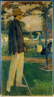 Portrait of Jean Cocteau (1889-1963), writer, in the Garden of Offranville, 1913. Creator: Jacques Emile Blanche.