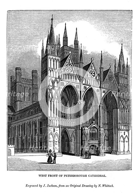 West front of Peterborough Cathedral, 1843. Artist: J Jackson
