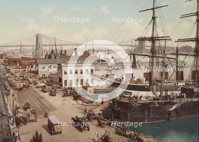 South Street and Brooklyn Bridge, New York City, c1901. Creator: Unknown.